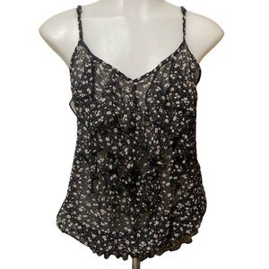 Ditsy Foral Y2K Teenbell Black Sheer Floral Top Dark Romantic